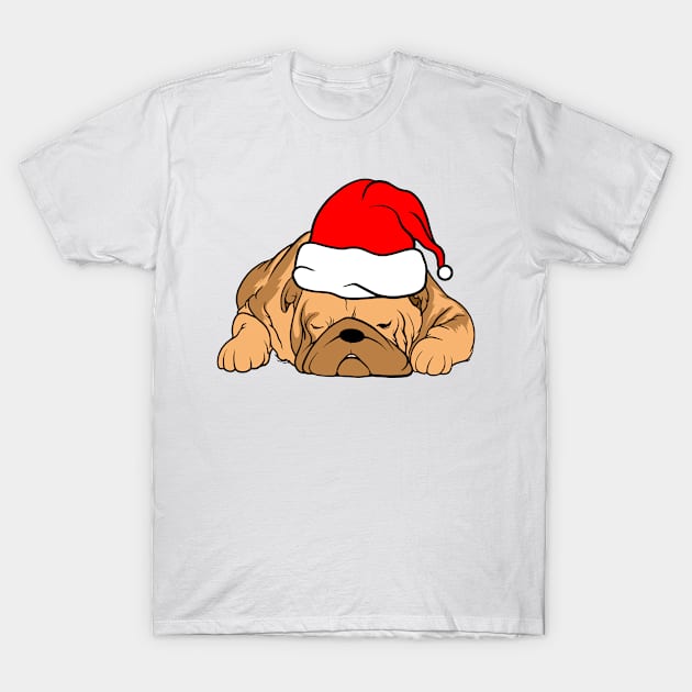 Bulldog Santa T-Shirt by Dojaja